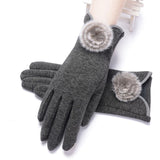 New Female Autumn Winter Non-Inverted Velvet Cashmere Full Finger Warm Lace Gloves Women Cotton Touch Screen Gloves G82 daiiibabyyy