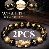 2PCS Obsidian Stone Beads Bracelet Pixiu Bracelet Black Wealth Bracelet Feng shui Bracelets Luck Bracelet for Women man 2021 daiiibabyyy