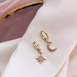 New Arrival Fashion Classic Geometric Women Dangle Earrings Asymmetric Earrings Of Star And Moon Female Korean Jewelry daiiibabyyy