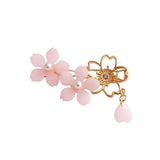 Japan Cherry Blossoms Hairpins for Women Girls Gold Simple Imitation Pearl Sweet Pink Flower Metal Hair Clip Jewelry Accessories daiiibabyyy