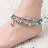 Boho Adjustable Anklet Antique Sea Turtle Animal  Charm Beads Chain Anklet Women Summer Beach Sandals Ankle Bracelet daiiibabyyy