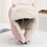 Women Warm Earmuffs Thicken Ear-flapped Hat Winter Cold-proof Warm Cotton Hat Cat Ears Cap 2022 Winter Russian Hat daiiibabyyy