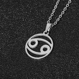 Rinhoo Stainless Steel Star Zodiac Sign Necklace 12 Constellation Pendant Necklace Women Gold Chain Necklace Men Jewelry Gift daiiibabyyy