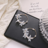 2021 Fashion Trend White Acrylic Flower Drop Earrings Female Acrylic Alloy Tassel Chain Pendant Earrings Korean Wedding Earrings daiiibabyyy