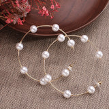 Simple Plain Gold Color Metal Pearl Hoop Earrings Fashion Big Circle Hoops Statement Earrings for Women Party Jewelry daiiibabyyy