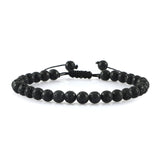 Hot Men Bracelets 6mm Black Lava Rock Stone Handmade Hematite Cross Beaded Bracelet & Bangle Adjustable Size Women Wrist Jewelry daiiibabyyy