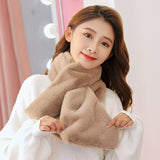 Women Winter Thicken Plush Faux Rabbit Fur Scarf Solid Collar Shawl Neck Warmer Lady Knitted Neckerchief Long Wraps Accessories daiiibabyyy