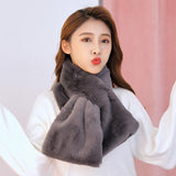 Women Winter Thicken Plush Faux Rabbit Fur Scarf Solid Collar Shawl Neck Warmer Lady Knitted Neckerchief Long Wraps Accessories daiiibabyyy