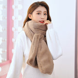 Women Winter Thicken Plush Faux Rabbit Fur Scarf Solid Collar Shawl Neck Warmer Lady Knitted Neckerchief Long Wraps Accessories daiiibabyyy