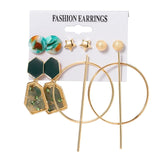 New Women's Earrings Set Tassel Pearl Acrylic Earrings For Women Bohemian Fashion Jewelry Geometric kolczyki Hoop Earings daiiibabyyy