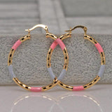 Trendy Statement Gold Copper Hoop Earrings For Women Round Gold Eardrop Luxury Jewelry Accessories for Wedding Anniversary Gift daiiibabyyy