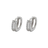 Luxury New 2021 Piercing Stud Earrings Crystal Zircon Row Silver Color Huggie Earrings For Women Female Brincos oorbellen daiiibabyyy