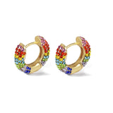 Women CZ Rainbow Earrings Cubic Zirconia Ear Cuff Set for Female Trendy Gold Huggie Clip on Earrings Earcuff Crystal Jewelry daiiibabyyy