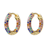 Women CZ Rainbow Earrings Cubic Zirconia Ear Cuff Set for Female Trendy Gold Huggie Clip on Earrings Earcuff Crystal Jewelry daiiibabyyy