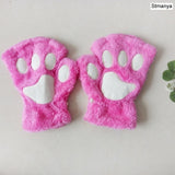 New Women Cute Cat Claw Paw Plush Mittens Warm Soft Plush Short Fingerless Fluffy Bear Cat Gloves Costume Half Finger Party Gift daiiibabyyy