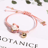 Ceramic Lucky Cat Bell Bracelet Female Student Girlfriends Hand-woven Red Colors Rope Bangle daiiibabyyy