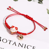 Ceramic Lucky Cat Bell Bracelet Female Student Girlfriends Hand-woven Red Colors Rope Bangle daiiibabyyy