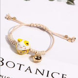 Ceramic Lucky Cat Bell Bracelet Female Student Girlfriends Hand-woven Red Colors Rope Bangle daiiibabyyy