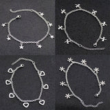 Allergy Free Stainless Steel Ankle Bracelet for Women Pentacle Love Heart Charm Bracelet on Leg Girls Foot Chains Anklet Jewelry