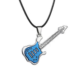 Fashion 316L Stainless Steel Guitar Necklace For Men Pendants Leather Chain Men Necklaces daiiibabyyy