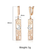 New Vintage Cut Out Flower Square Drop Earrings Natural Cubic Zircon Stone for Women 585 Rose White Gold Stud Earring 2021 Trend daiiibabyyy