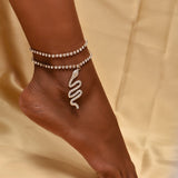 Boho Foot Circle Chain Ankle Summer Bracelet Taless "S" Shape Pendant Charm Sandals Barefoot Beach Foot Bridal Jewelry A031 daiiibabyyy