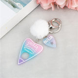 1PC Women Ouija Planchette Keychain Resin Pompom Charms Handbag  Keyring With Puffer Ball Punk Board Crafts daiiibabyyy