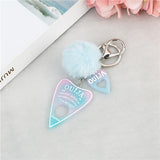 1PC Women Ouija Planchette Keychain Resin Pompom Charms Handbag  Keyring With Puffer Ball Punk Board Crafts daiiibabyyy