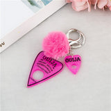 1PC Women Ouija Planchette Keychain Resin Pompom Charms Handbag  Keyring With Puffer Ball Punk Board Crafts daiiibabyyy