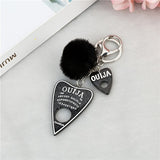 1PC Women Ouija Planchette Keychain Resin Pompom Charms Handbag  Keyring With Puffer Ball Punk Board Crafts daiiibabyyy