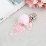 1PC Women Ouija Planchette Keychain Resin Pompom Charms Handbag  Keyring With Puffer Ball Punk Board Crafts daiiibabyyy