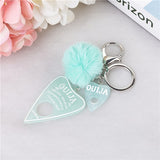 1PC Women Ouija Planchette Keychain Resin Pompom Charms Handbag  Keyring With Puffer Ball Punk Board Crafts daiiibabyyy