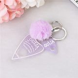 1PC Women Ouija Planchette Keychain Resin Pompom Charms Handbag  Keyring With Puffer Ball Punk Board Crafts daiiibabyyy