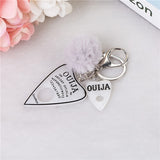 1PC Women Ouija Planchette Keychain Resin Pompom Charms Handbag  Keyring With Puffer Ball Punk Board Crafts daiiibabyyy