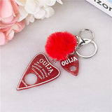 1PC Women Ouija Planchette Keychain Resin Pompom Charms Handbag  Keyring With Puffer Ball Punk Board Crafts daiiibabyyy