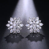 New Korea Sweet Cute Flower Crystal Temperament Geometric Shiny Zircon Earrings Statement Earrings for Women Girl Pendientes daiiibabyyy