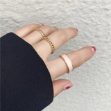 Bohemian 3pcs/set White Enamel Round Metal Ring Sets Geometric Twist Open Adjustable Rings Sets for Women Girl Jewelry Gifts daiiibabyyy