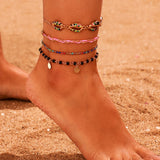 Tocona Layered Gold Shell Pendant Chain Ankle Bracelet On Leg Foot Jewelry Boho Charm Anklets for Women Accessories Mujer daiiibabyyy