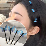 4pcs Fantasy Blue Butterfly Hair Clips Hairgrips Wave Hairpins Head Decorations Barrettes Hair Jewelry for Women Gilrs Bridal daiiibabyyy