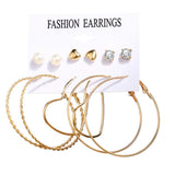 LATS 6 Pairs Women Earrings Set Exaggerated Big Circle Earrings for Women Simple Hoop Earring  Drop Earings Fashion Jewelry daiiibabyyy