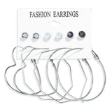 LATS 6 Pairs Women Earrings Set Exaggerated Big Circle Earrings for Women Simple Hoop Earring  Drop Earings Fashion Jewelry daiiibabyyy