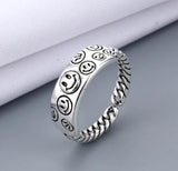 New Funny Silver Color Happy Smiling Face Open Rings for Women Punk Hip Hop Adjustable Ring Fashion Jewelry for Women daiiibabyyy