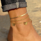 Summer Boho Butterfly Anklet For Women Gold Multilayer Crystal Ankle Bracelet Foot Chain Leg Bracelet Beach Accessories Jewelry daiiibabyyy