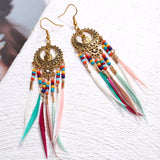 ZOSHI Bohemian Tassel Earrings for Women Dangle Long Earrings Feather Boho Drop Earrings Seed Beads Vintage Jewelry Brincos daiiibabyyy