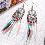 ZOSHI Bohemian Tassel Earrings for Women Dangle Long Earrings Feather Boho Drop Earrings Seed Beads Vintage Jewelry Brincos daiiibabyyy