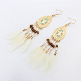 ZOSHI Bohemian Tassel Earrings for Women Dangle Long Earrings Feather Boho Drop Earrings Seed Beads Vintage Jewelry Brincos daiiibabyyy