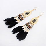 ZOSHI Bohemian Tassel Earrings for Women Dangle Long Earrings Feather Boho Drop Earrings Seed Beads Vintage Jewelry Brincos daiiibabyyy