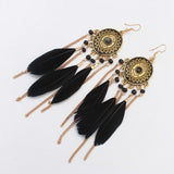 ZOSHI Bohemian Tassel Earrings for Women Dangle Long Earrings Feather Boho Drop Earrings Seed Beads Vintage Jewelry Brincos daiiibabyyy