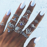 Women's Boho Charm Gold Star Knuckle Rings Set Crystal Star Crescent Geometric Female Finger Rings Bohemia Jewelry Gifts daiiibabyyy