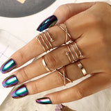 Women's Boho Charm Gold Star Knuckle Rings Set Crystal Star Crescent Geometric Female Finger Rings Bohemia Jewelry Gifts daiiibabyyy